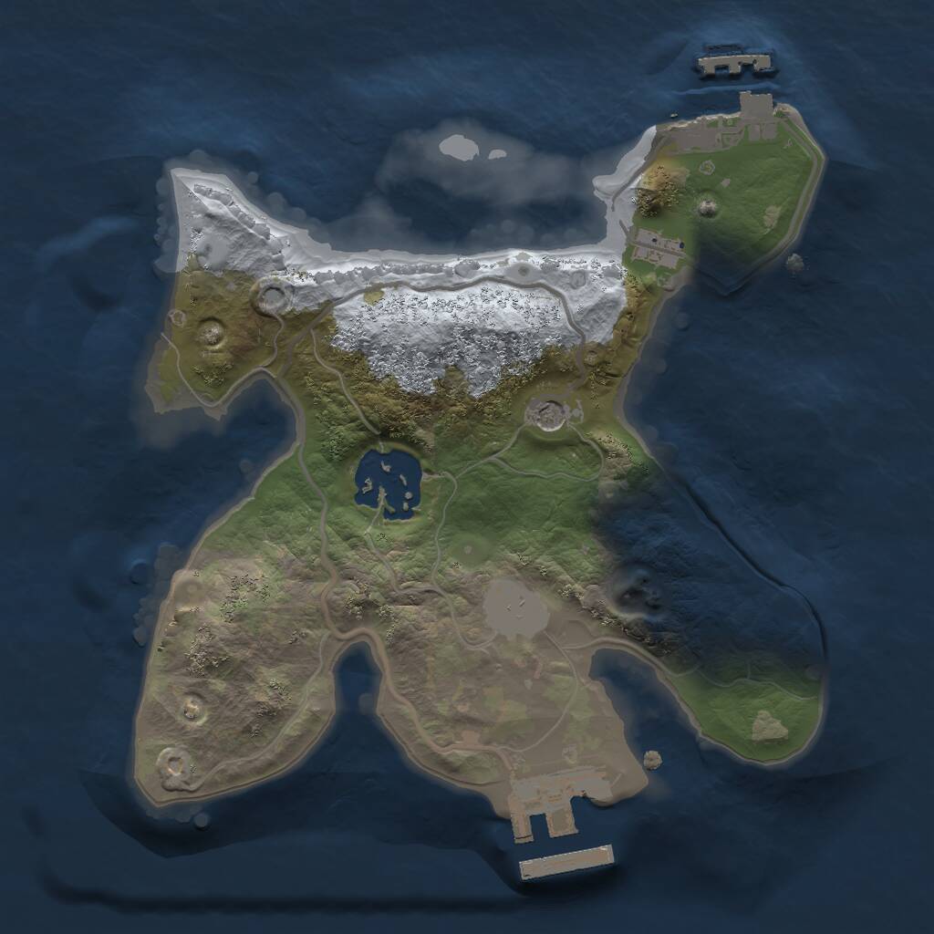 Rust Map: Procedural Map, Size: 2000, Seed: 854097607, 5 Monuments