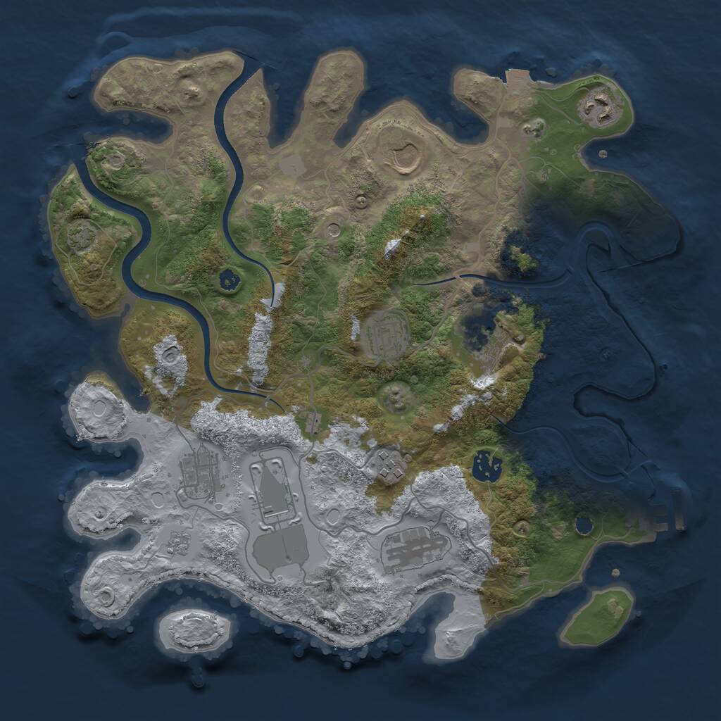 Rust Map: Procedural Map, Size: 3500, Seed: 110851, 14 Monuments