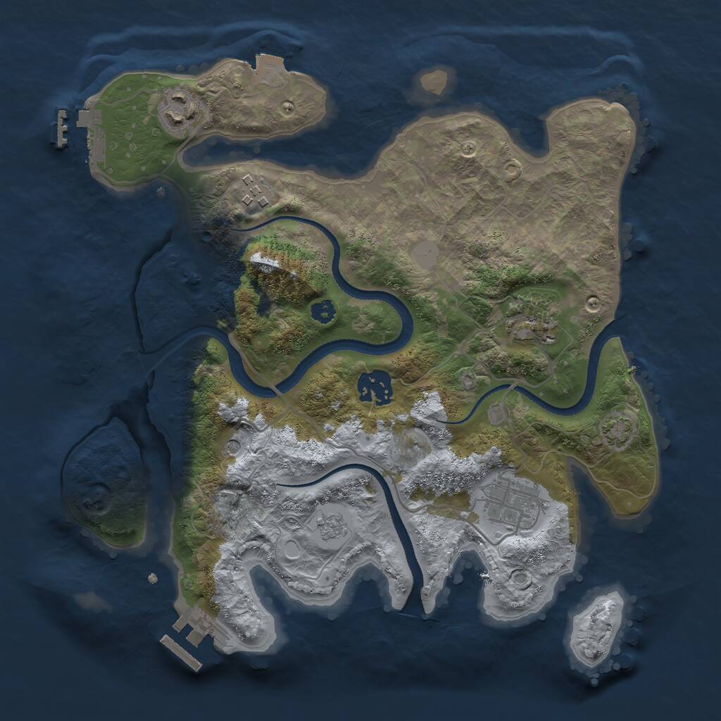 Rust Map: Procedural Map, Size: 3000, Seed: 1842488584, 11 Monuments