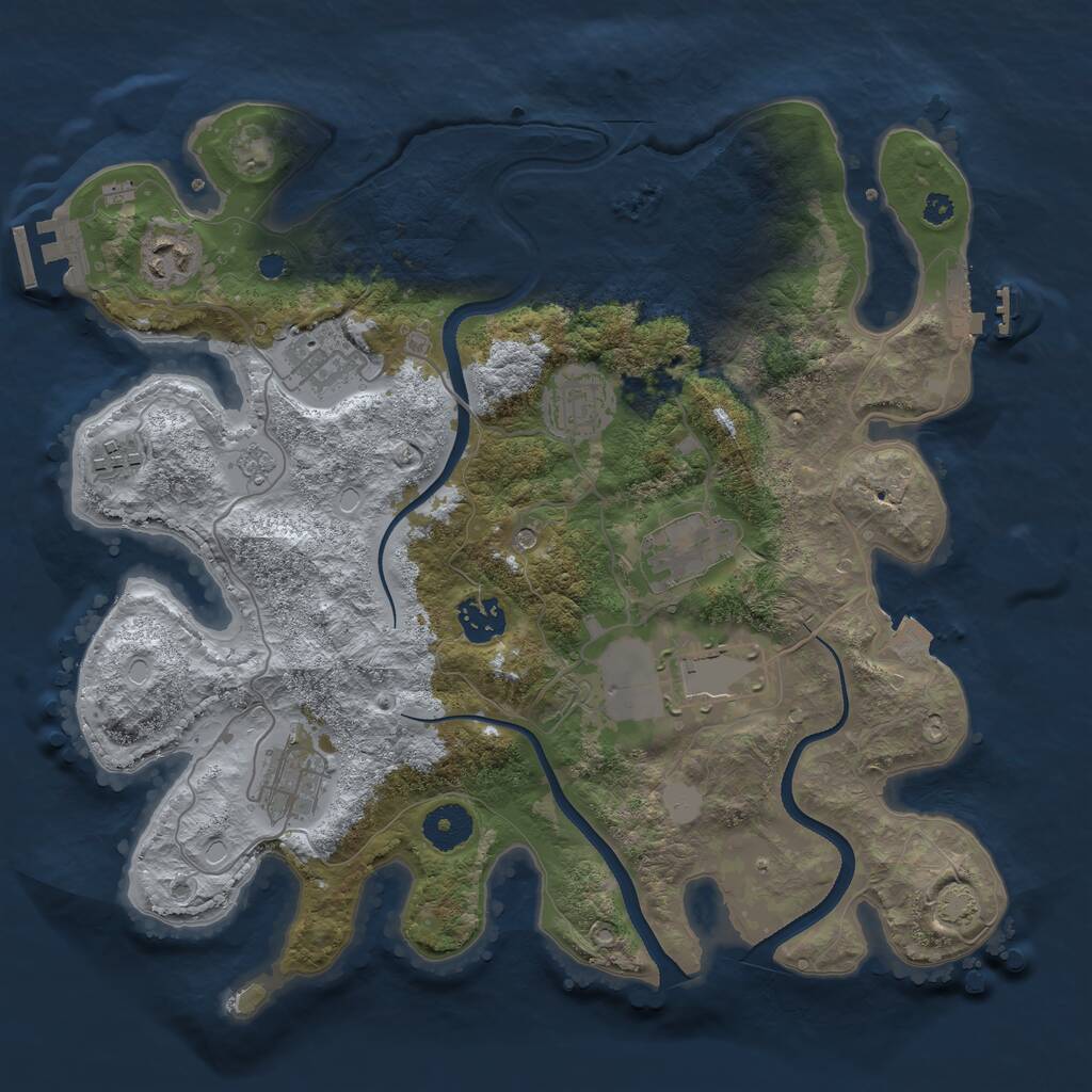 Rust Map: Procedural Map, Size: 3500, Seed: 1828808411, 14 Monuments