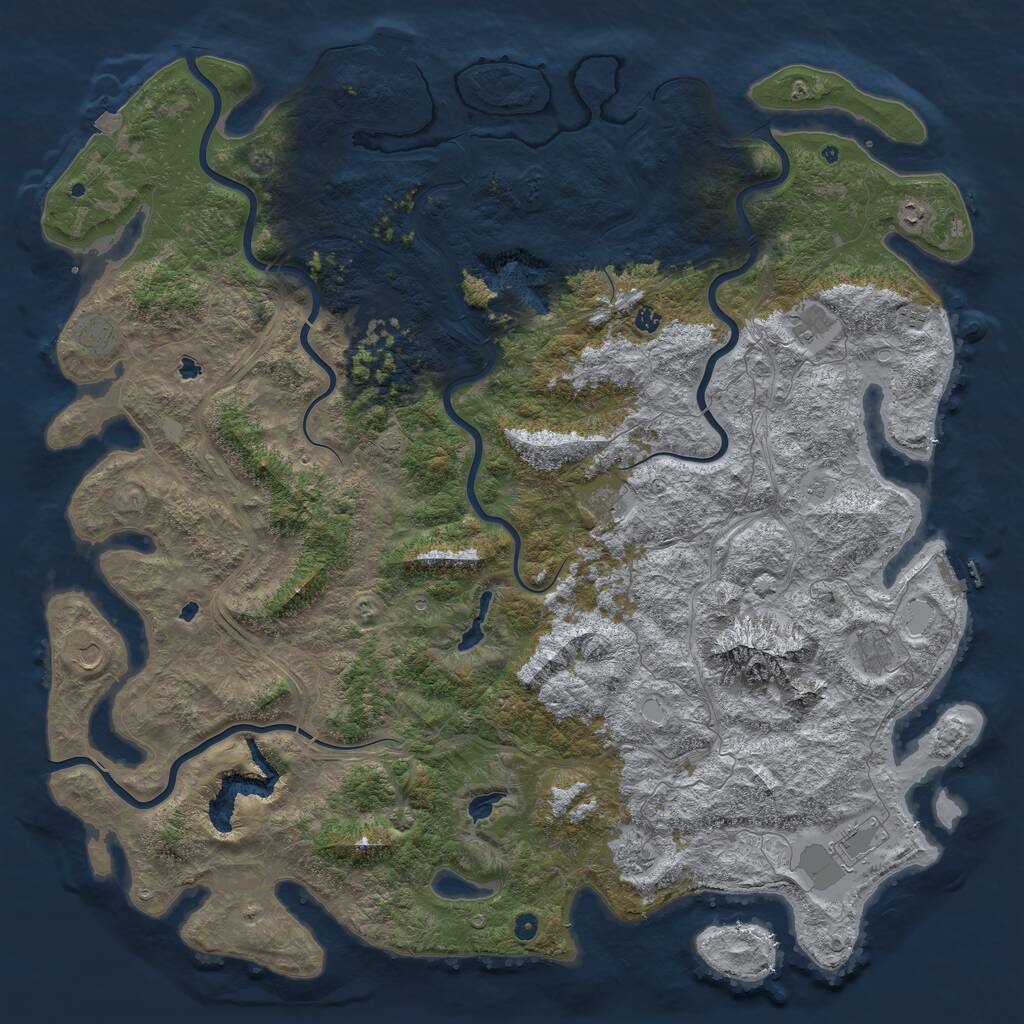 Rust Map: Procedural Map, Size: 6000, Seed: 947155123, 17 Monuments