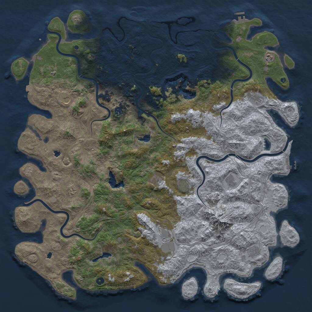 Rust Map: Procedural Map, Size: 6000, Seed: 4865904, 17 Monuments