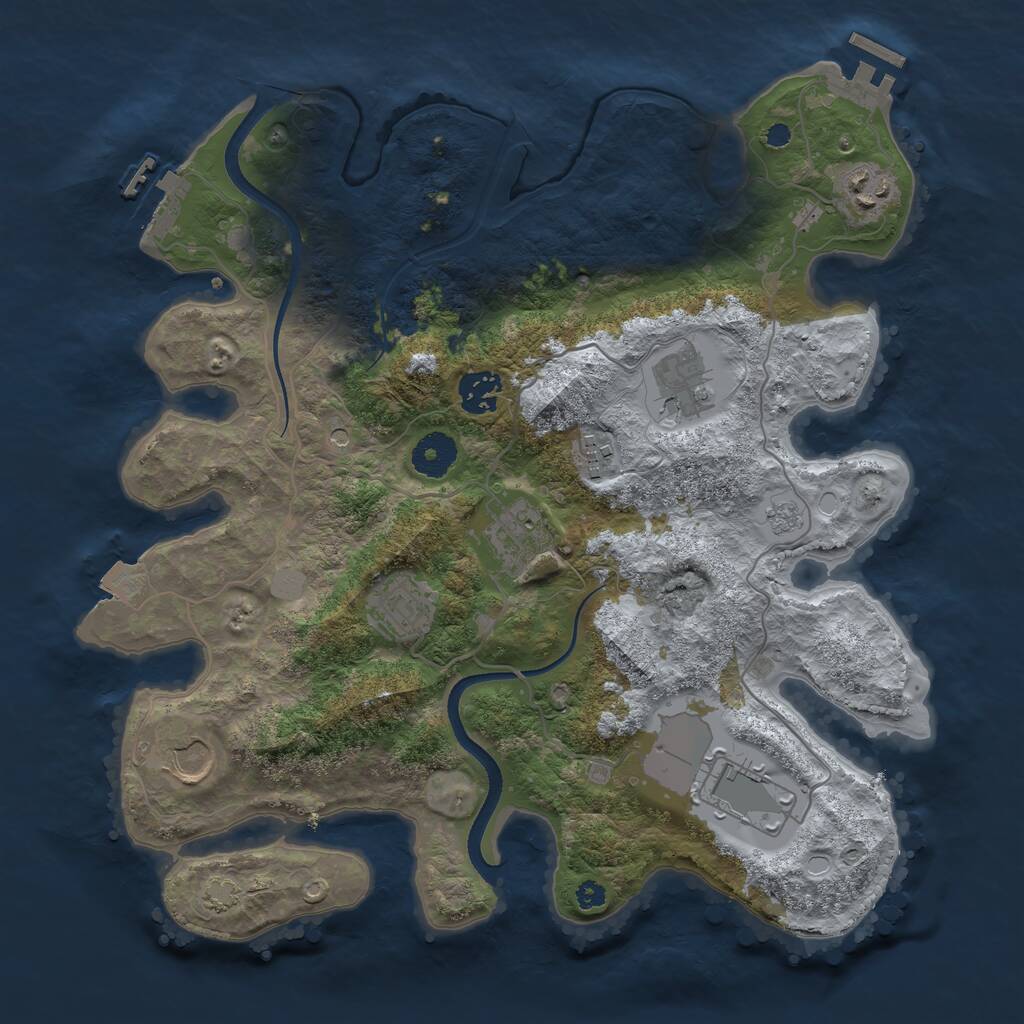 Rust Map: Procedural Map, Size: 3500, Seed: 838, 14 Monuments