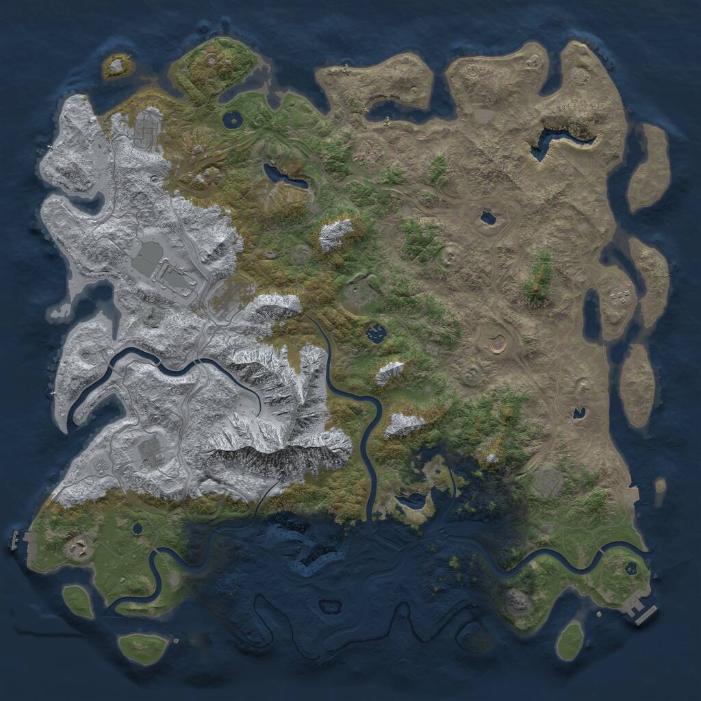 Rust Map: Procedural Map, Size: 5500, Seed: 252986694, 17 Monuments