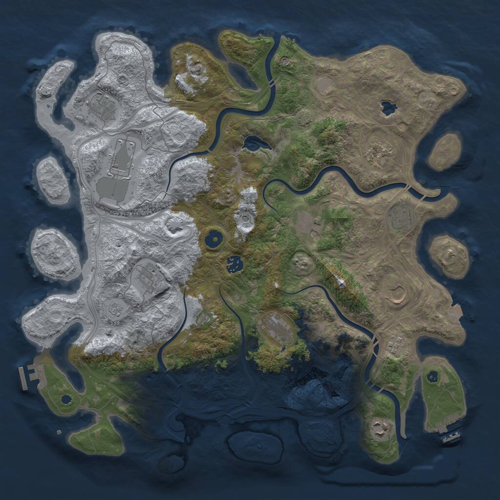 Rust Map: Procedural Map, Size: 4300, Seed: 80512, 17 Monuments
