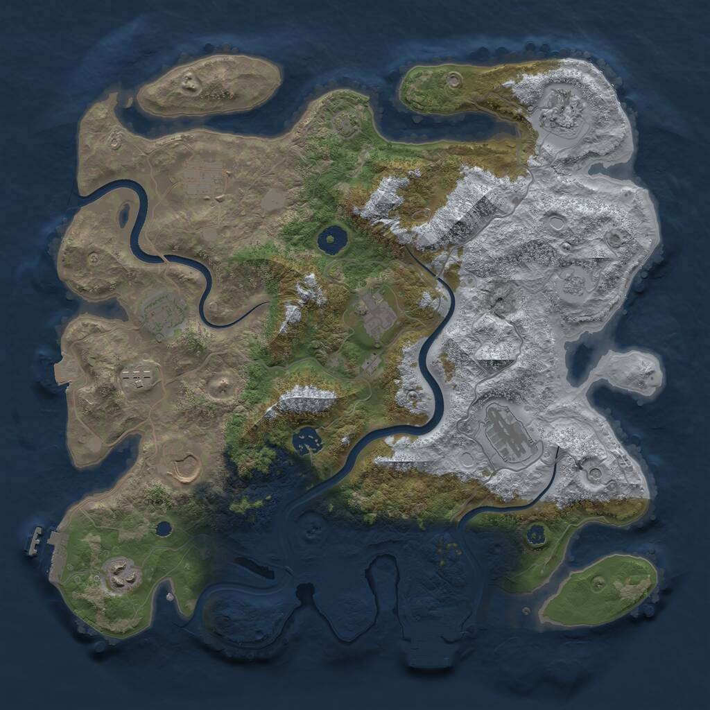Rust Map: Procedural Map, Size: 3750, Seed: 740408243, 15 Monuments