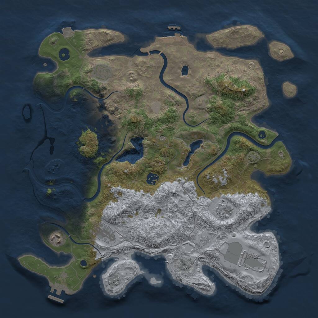 Rust Map: Procedural Map, Size: 4000, Seed: 1170528538, 14 Monuments