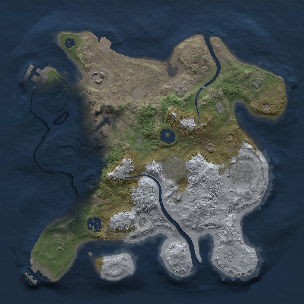 Rust Map: Procedural Map, Size: 3000, Seed: 877242535, 12 Monuments