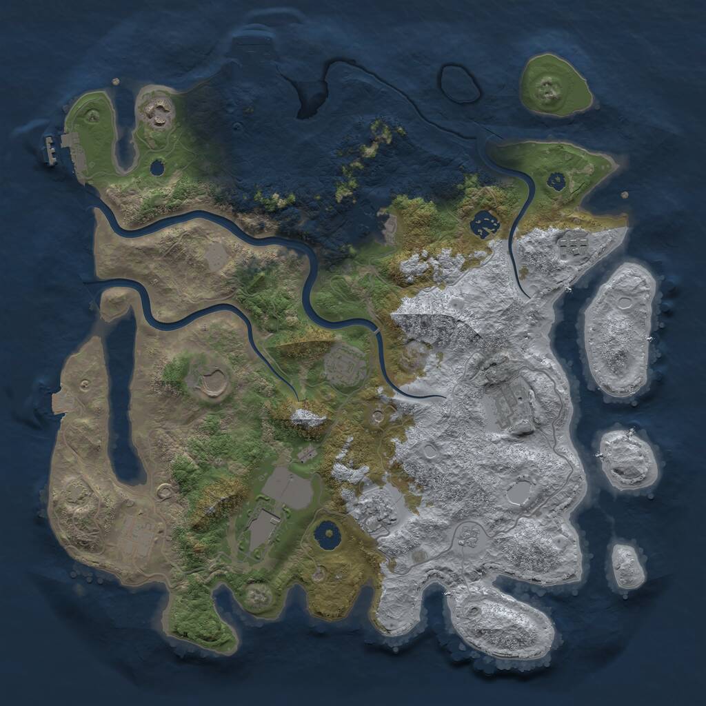 Rust Map: Procedural Map, Size: 3900, Seed: 1052243454, 16 Monuments