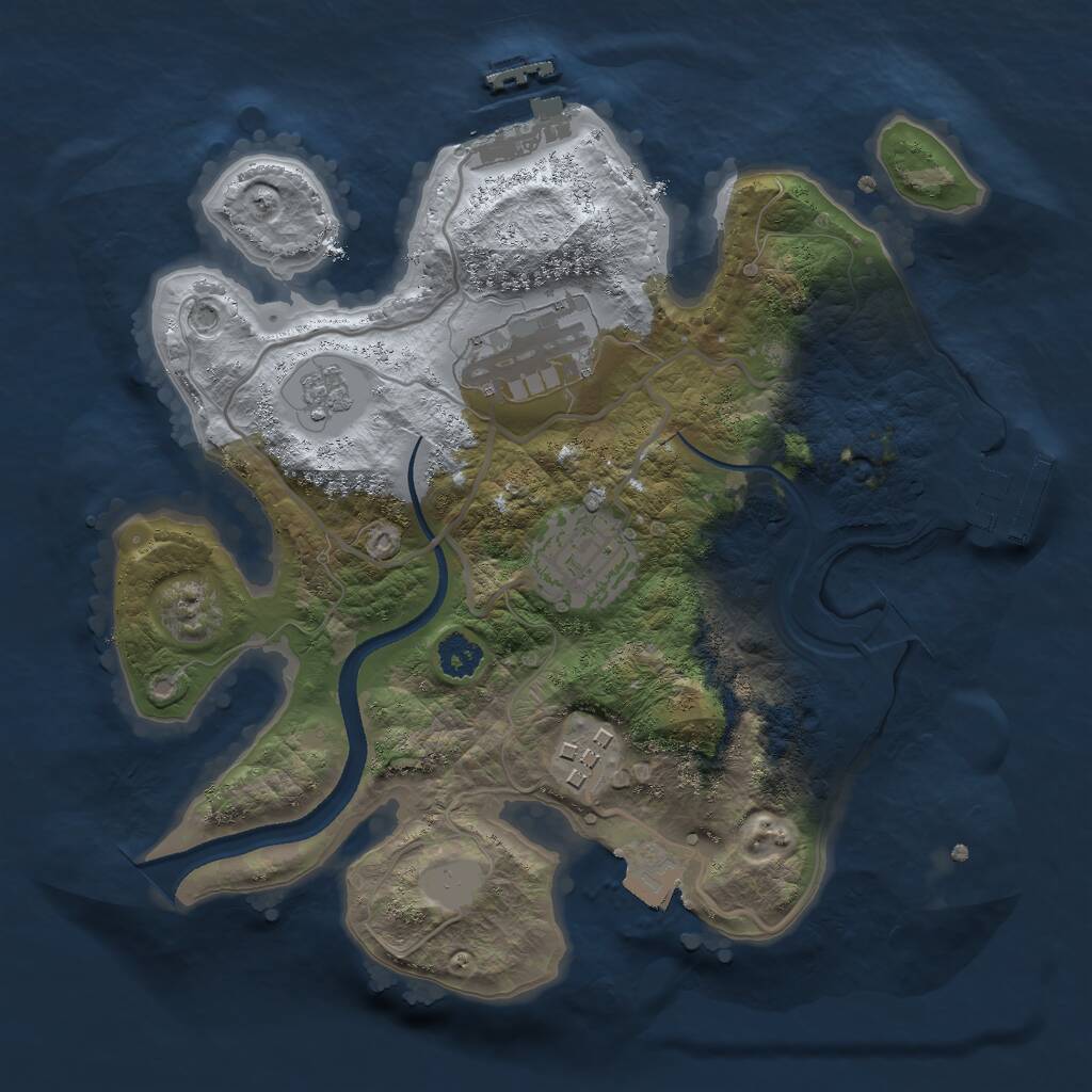 Rust Map: Procedural Map, Size: 2500, Seed: 123233784, 7 Monuments