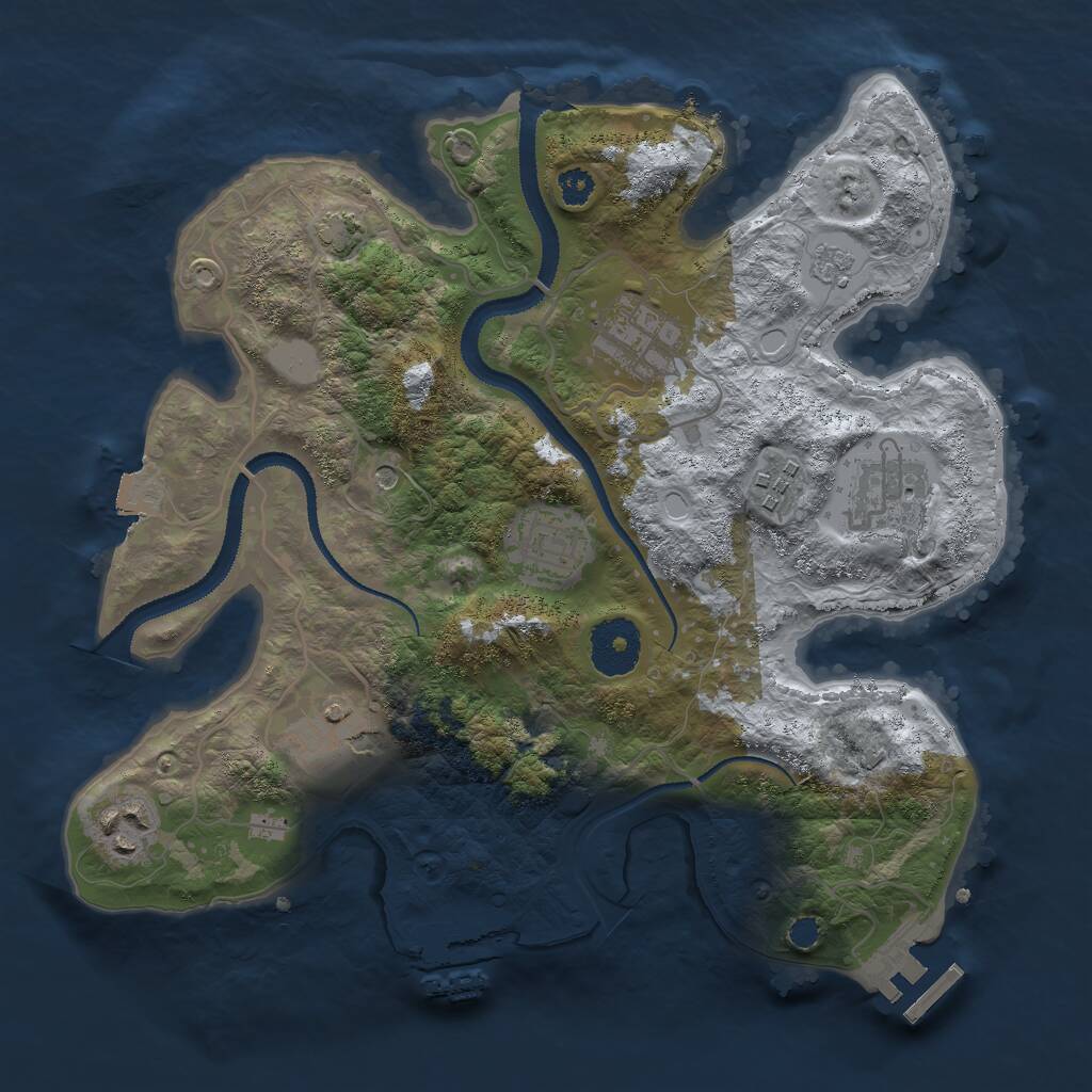 Rust Map: Procedural Map, Size: 3000, Seed: 24511, 12 Monuments