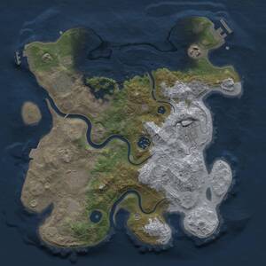 Thumbnail Rust Map: Procedural Map, Size: 3250, Seed: 1297899353, 13 Monuments