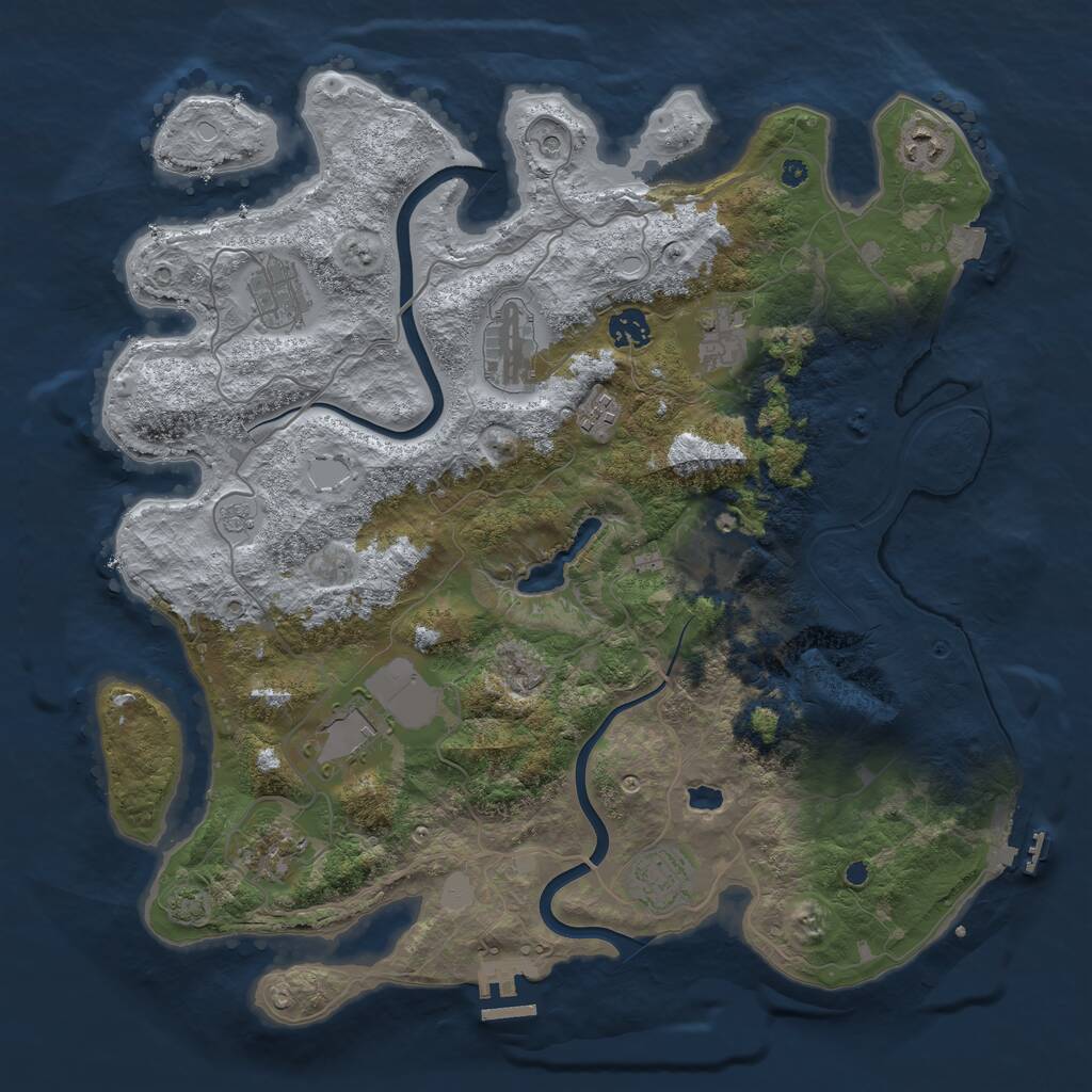Rust Map: Procedural Map, Size: 4000, Seed: 606681057, 16 Monuments