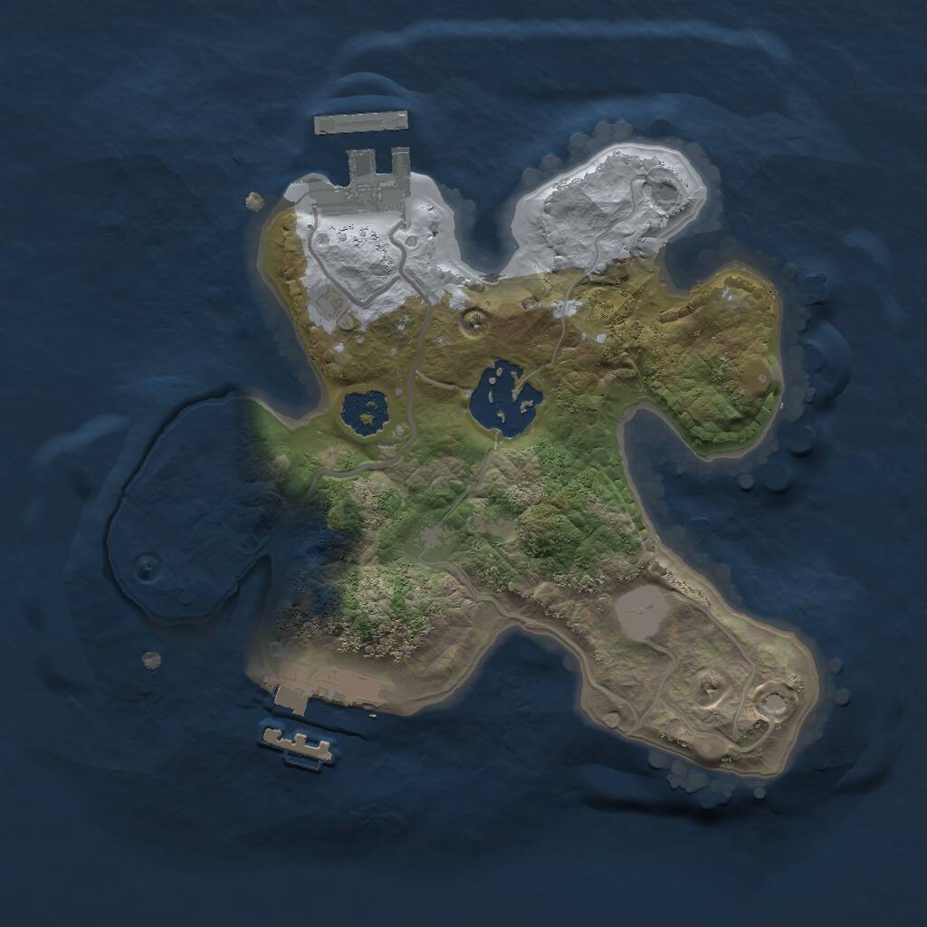 Rust Map: Procedural Map, Size: 2000, Seed: 2434567, 4 Monuments