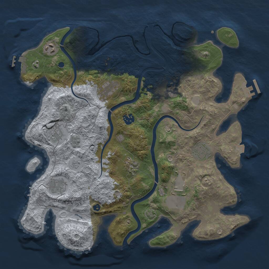 Rust Map: Procedural Map, Size: 3700, Seed: 296919691, 16 Monuments