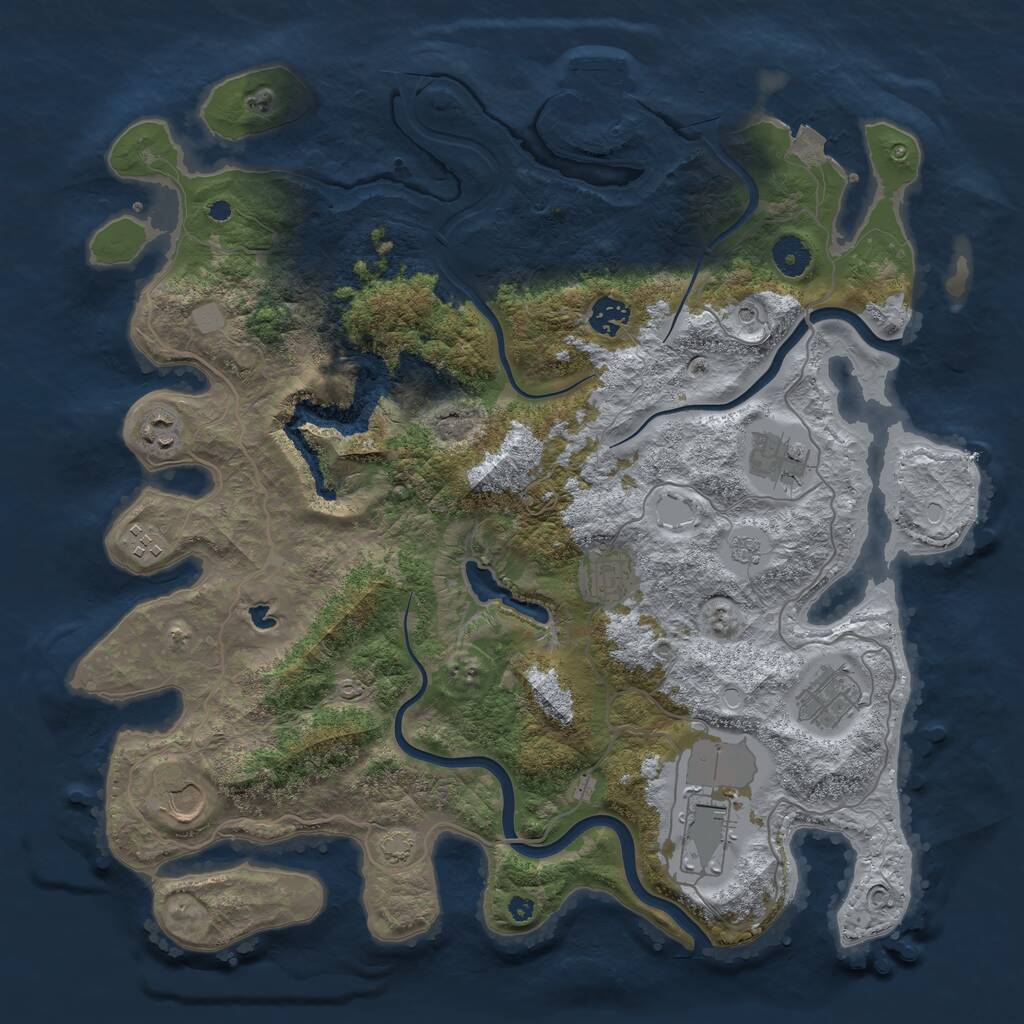 Rust Map: Procedural Map, Size: 4000, Seed: 838, 13 Monuments