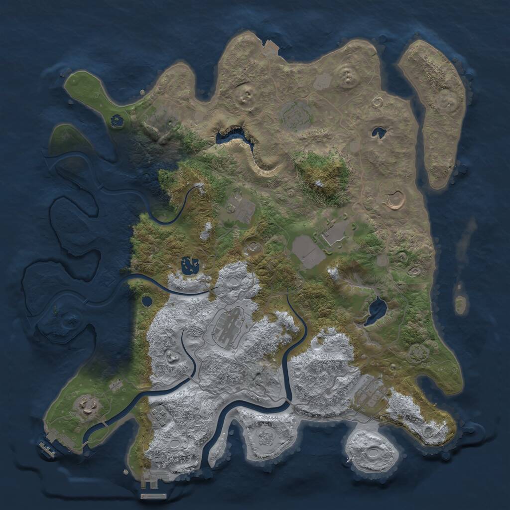 Rust Map: Procedural Map, Size: 4000, Seed: 52556677, 16 Monuments