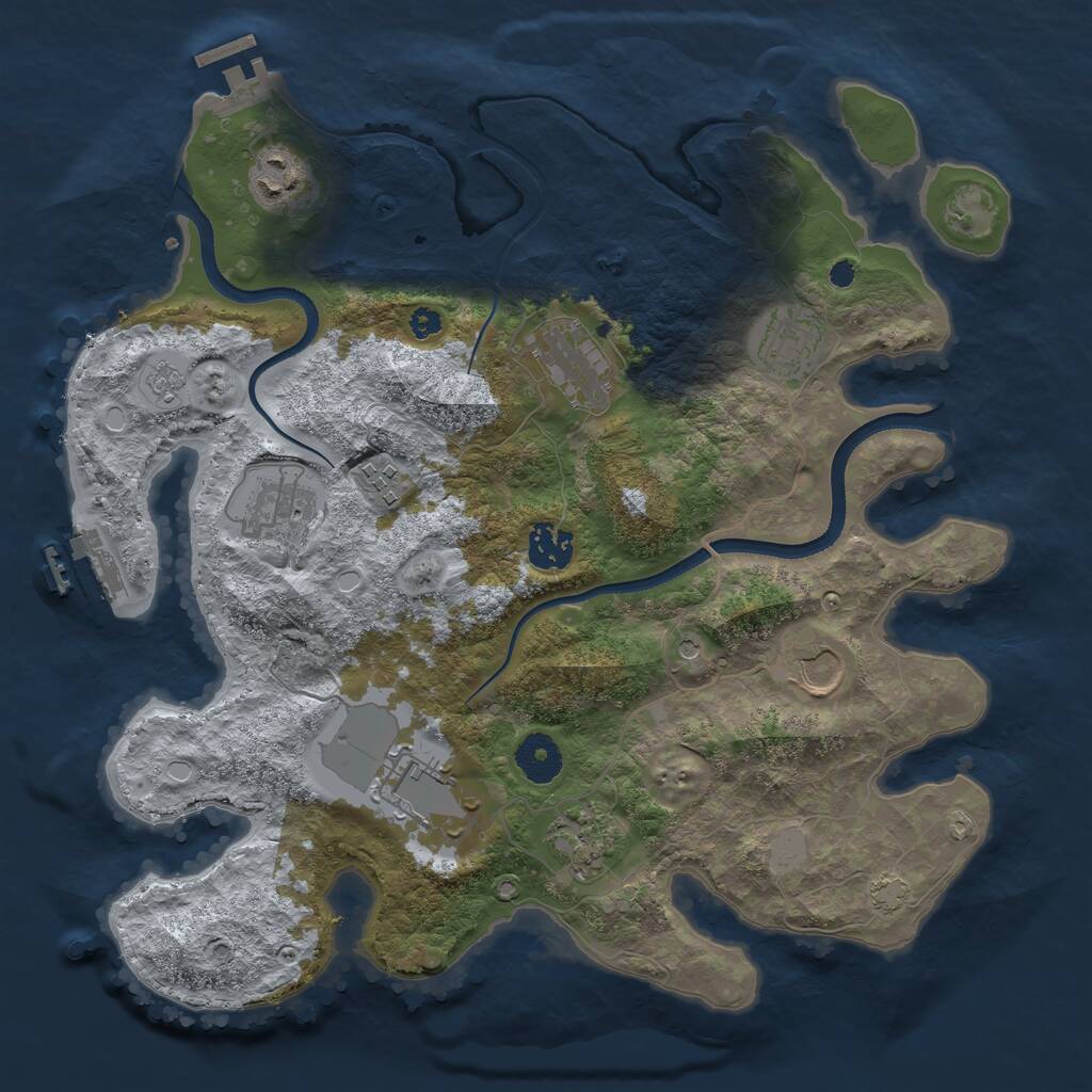 Rust Map: Procedural Map, Size: 3500, Seed: 748922330, 15 Monuments