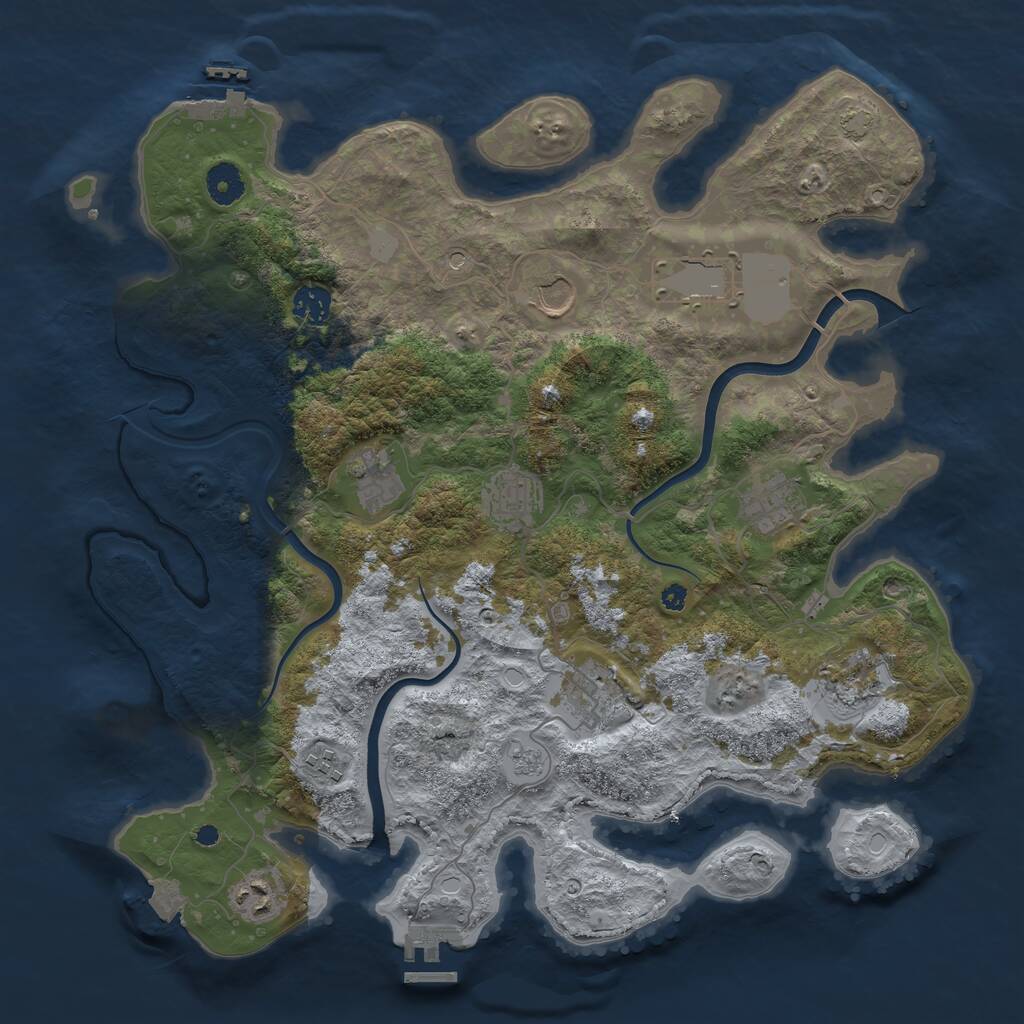 Rust Map: Procedural Map, Size: 3900, Seed: 1753850249, 16 Monuments