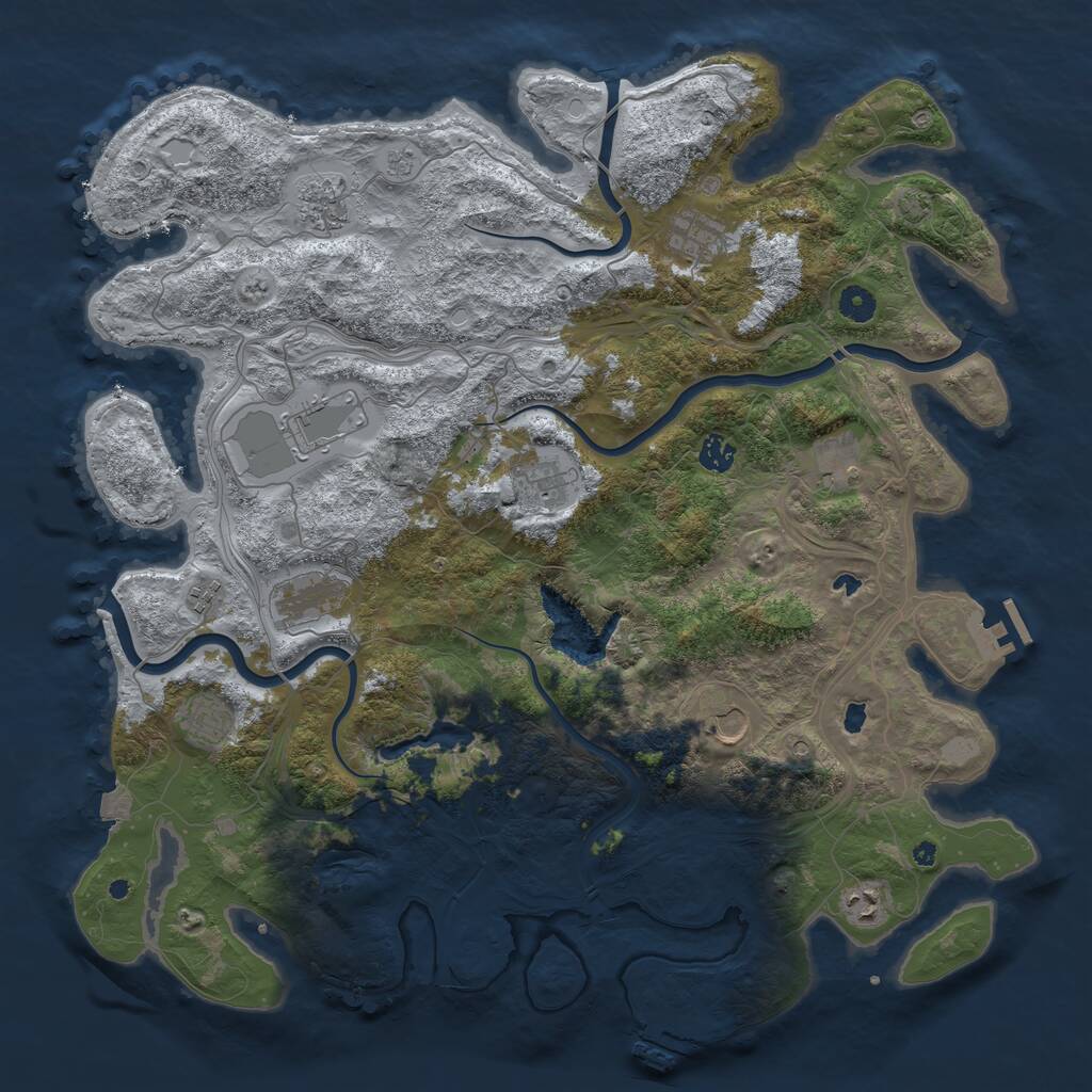 Rust Map: Procedural Map, Size: 4500, Seed: 58672143, 17 Monuments