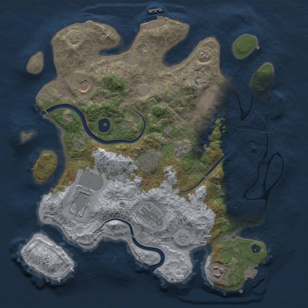 Rust Map: Procedural Map, Size: 3500, Seed: 24681012, 13 Monuments