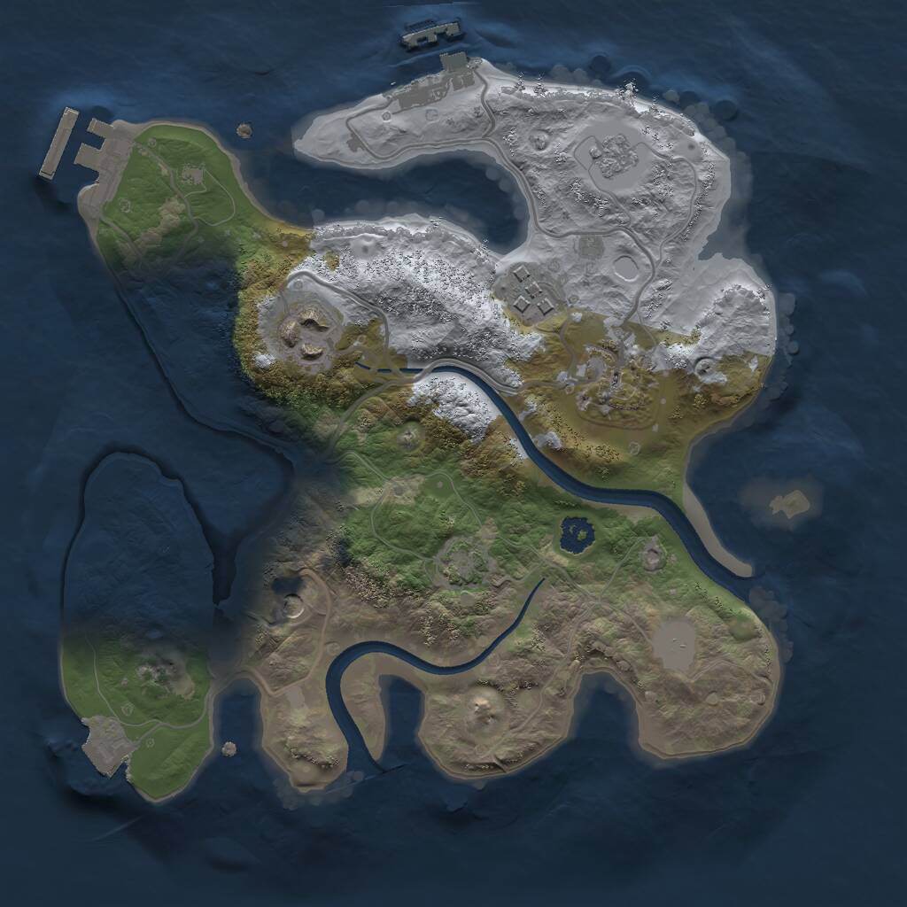 Rust Map: Procedural Map, Size: 2500, Seed: 1821563, 9 Monuments