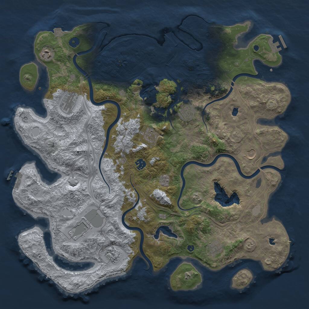 Rust Map: Procedural Map, Size: 4500, Seed: 960705818, 16 Monuments
