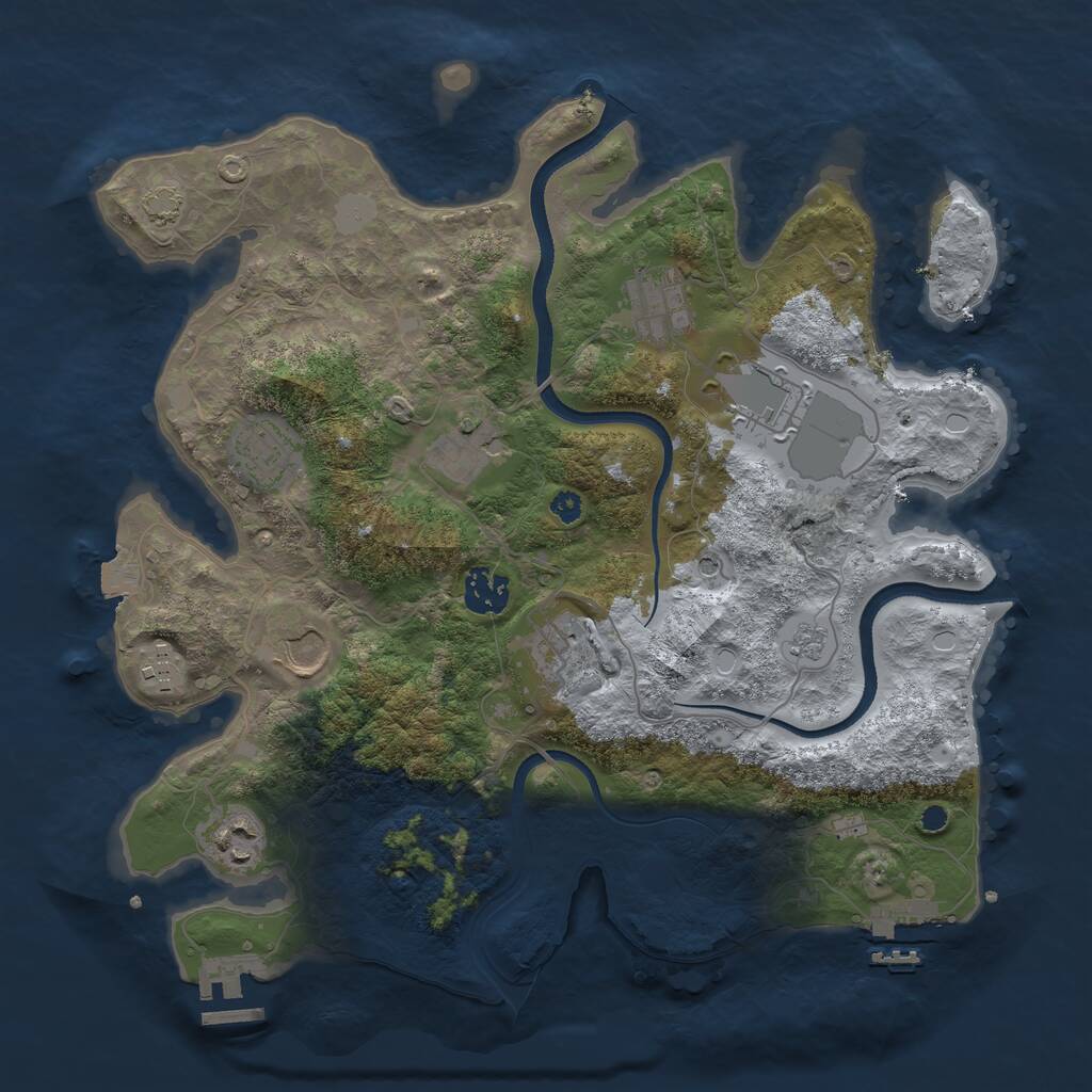 Rust Map: Procedural Map, Size: 3500, Seed: 3209843, 15 Monuments