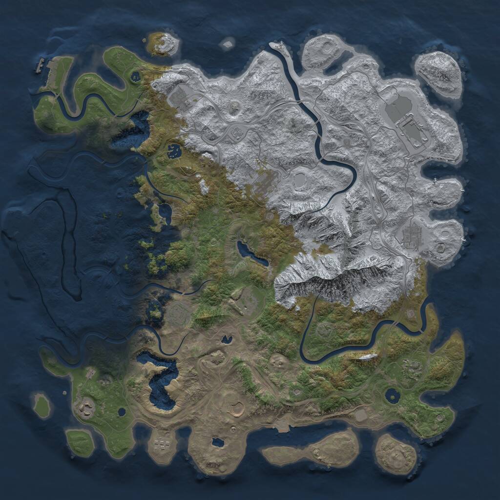 Rust Map: Procedural Map, Size: 5000, Seed: 378029731, 17 Monuments