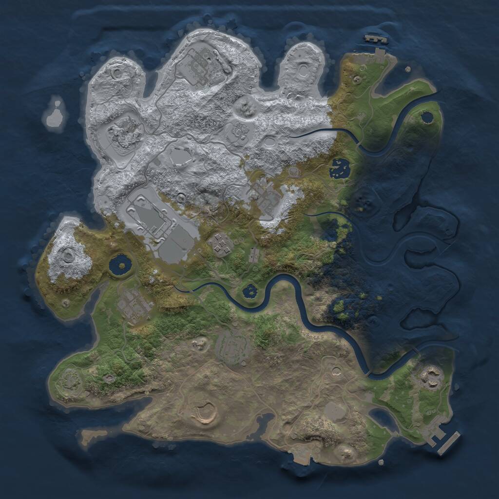 Rust Map: Procedural Map, Size: 3500, Seed: 519179552, 16 Monuments
