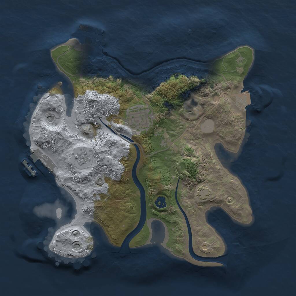Rust Map: Procedural Map, Size: 2500, Seed: 946330230, 7 Monuments
