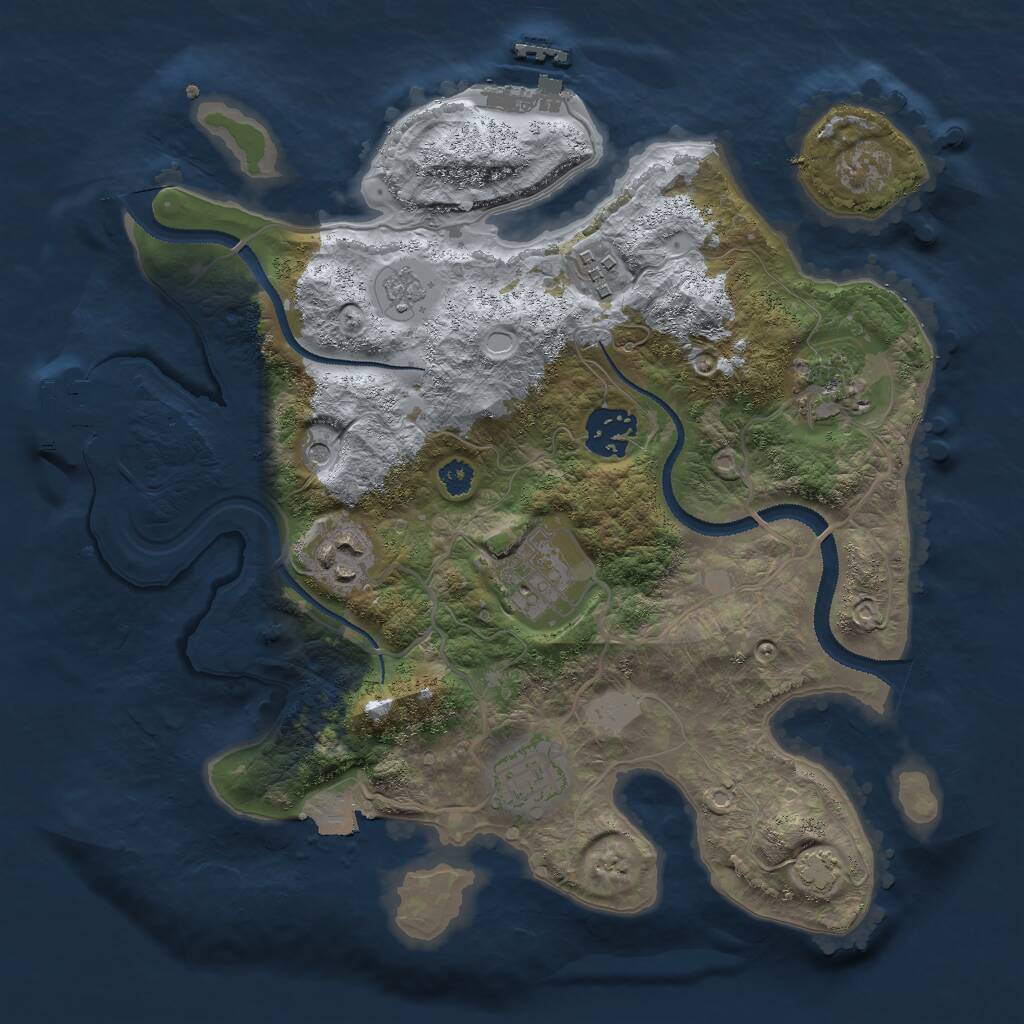 Rust Map: Procedural Map, Size: 3000, Seed: 1135987666, 12 Monuments