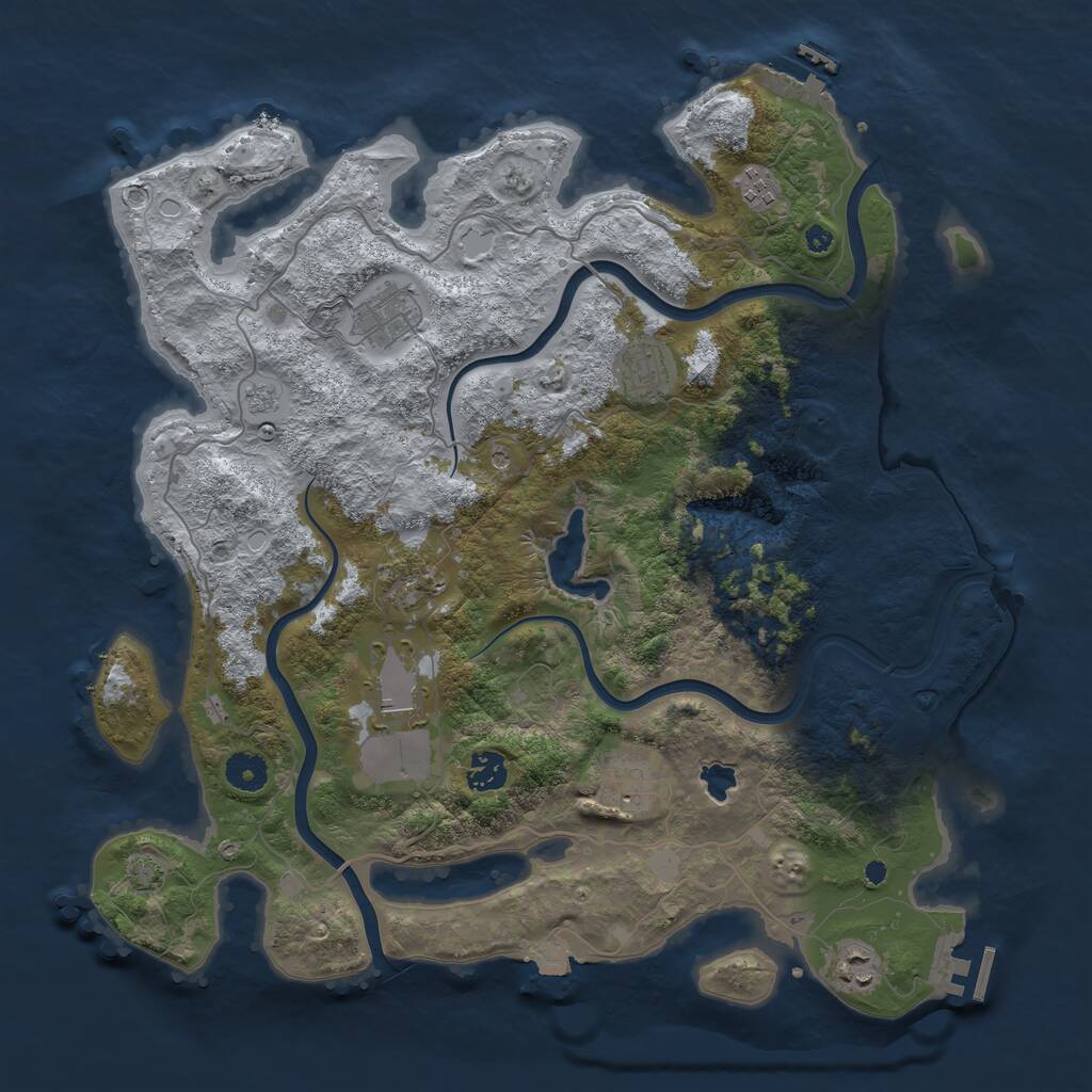 Rust Map: Procedural Map, Size: 4000, Seed: 74326, 14 Monuments