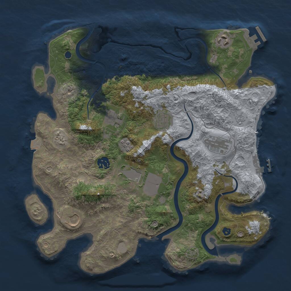 Rust Map: Procedural Map, Size: 3500, Seed: 954684207, 14 Monuments