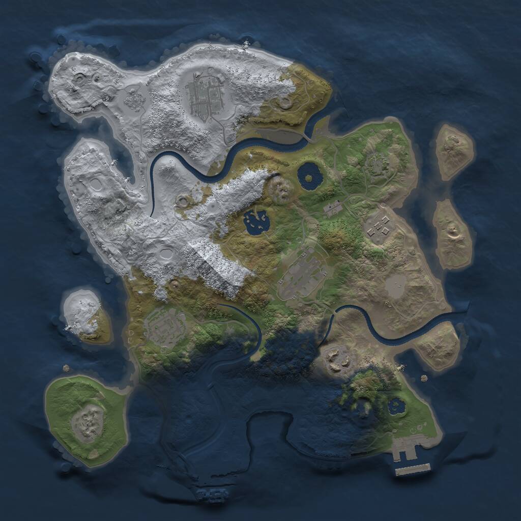Rust Map: Procedural Map, Size: 3000, Seed: 63842, 11 Monuments