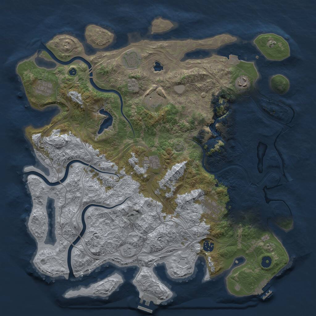 Rust Map: Procedural Map, Size: 4250, Seed: 379463133, 14 Monuments