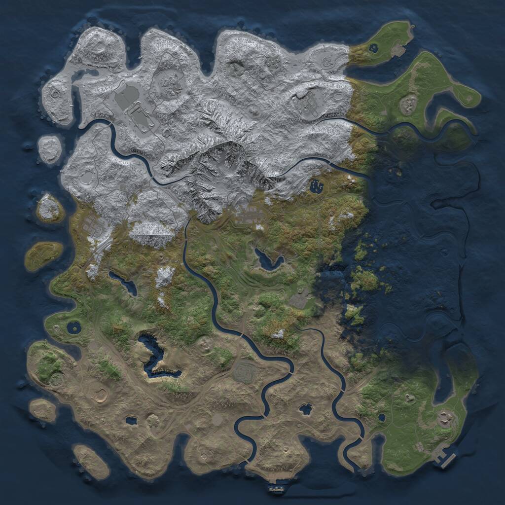 Rust Map: Procedural Map, Size: 5500, Seed: 736260593, 17 Monuments