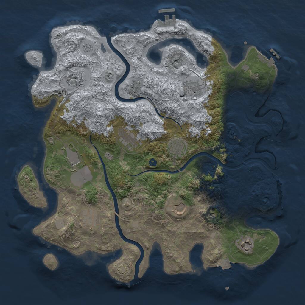 Rust Map: Procedural Map, Size: 3750, Seed: 1181666525, 15 Monuments
