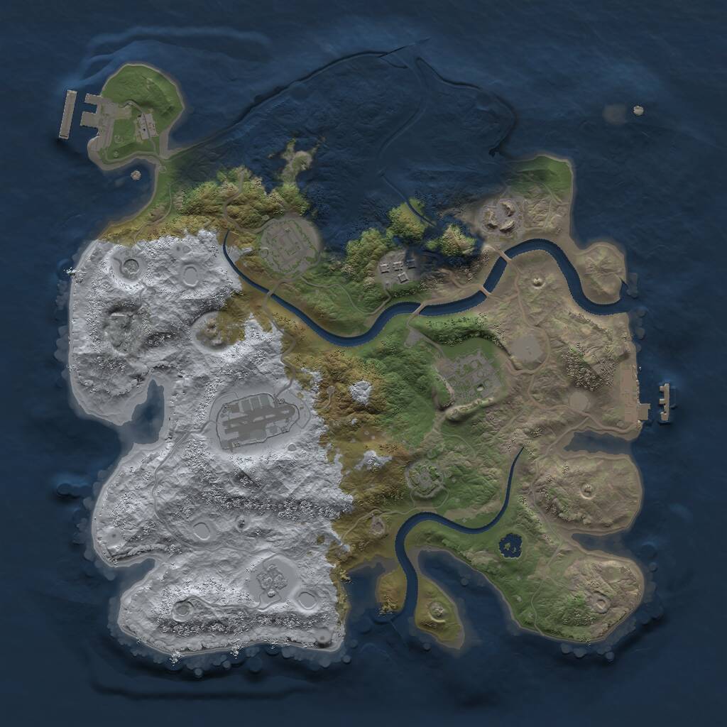 Rust Map: Procedural Map, Size: 3000, Seed: 394821, 11 Monuments