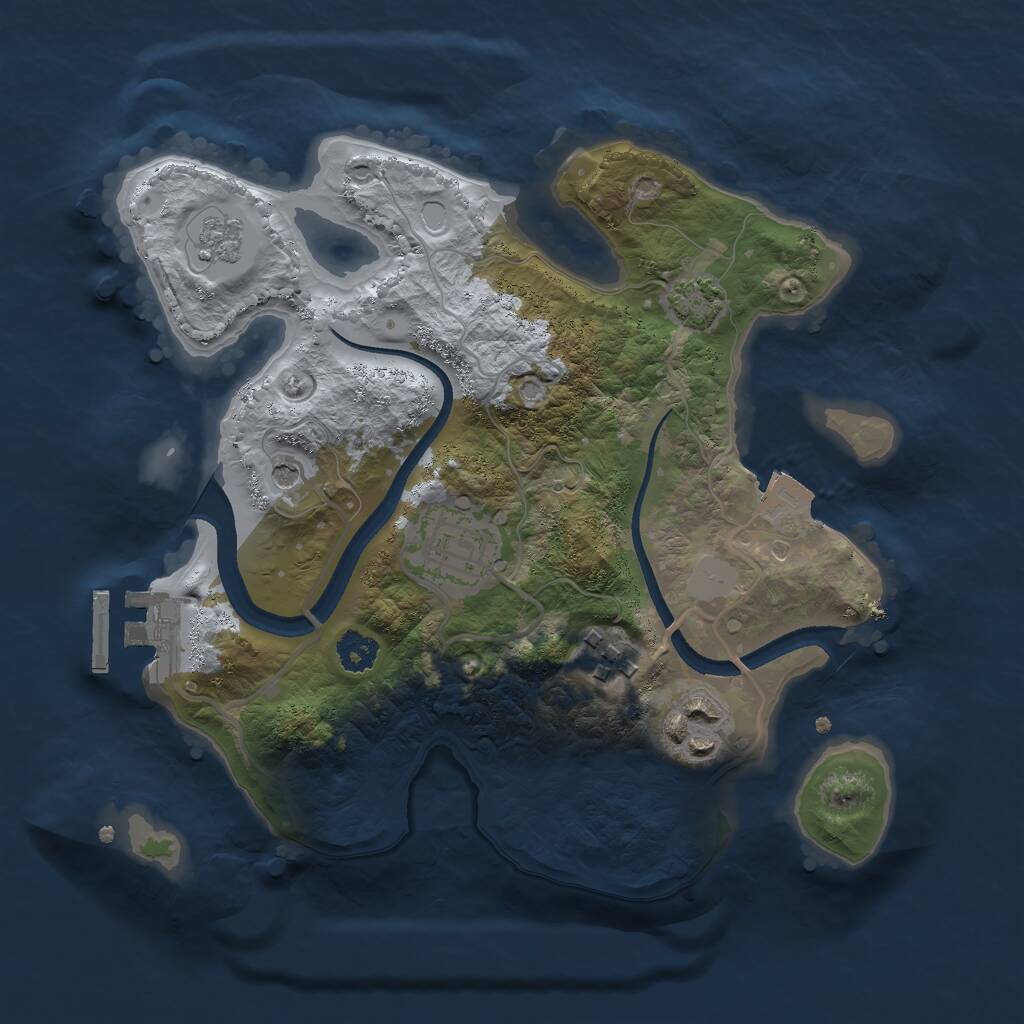 Rust Map: Procedural Map, Size: 2500, Seed: 12664213, 8 Monuments