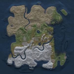 Thumbnail Rust Map: Procedural Map, Size: 3750, Seed: 613364292, 16 Monuments