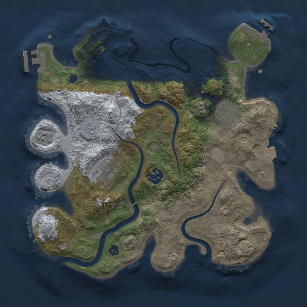 Rust Map: Procedural Map, Size: 3000, Seed: 87583, 10 Monuments