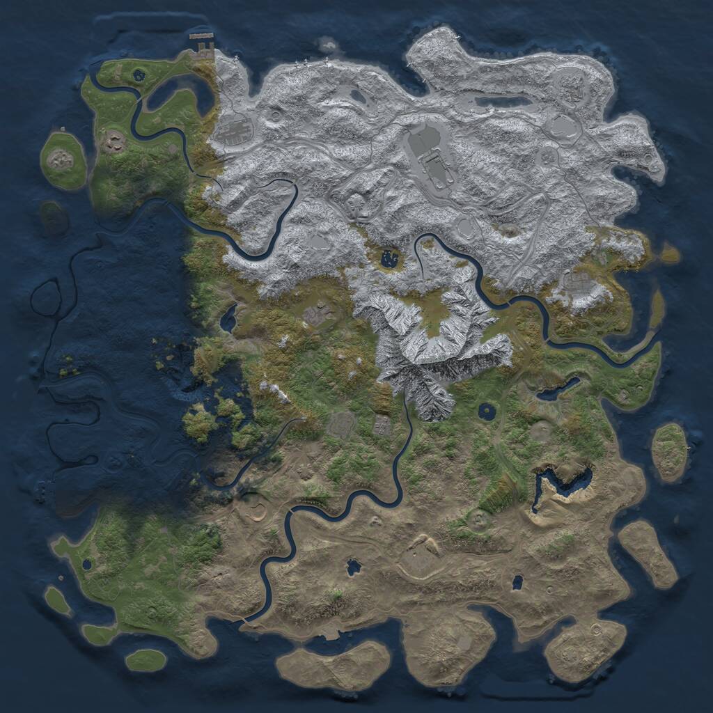 Rust Map: Procedural Map, Size: 6000, Seed: 2754346, 17 Monuments