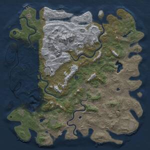 Thumbnail Rust Map: Procedural Map, Size: 6000, Seed: 729384521, 17 Monuments