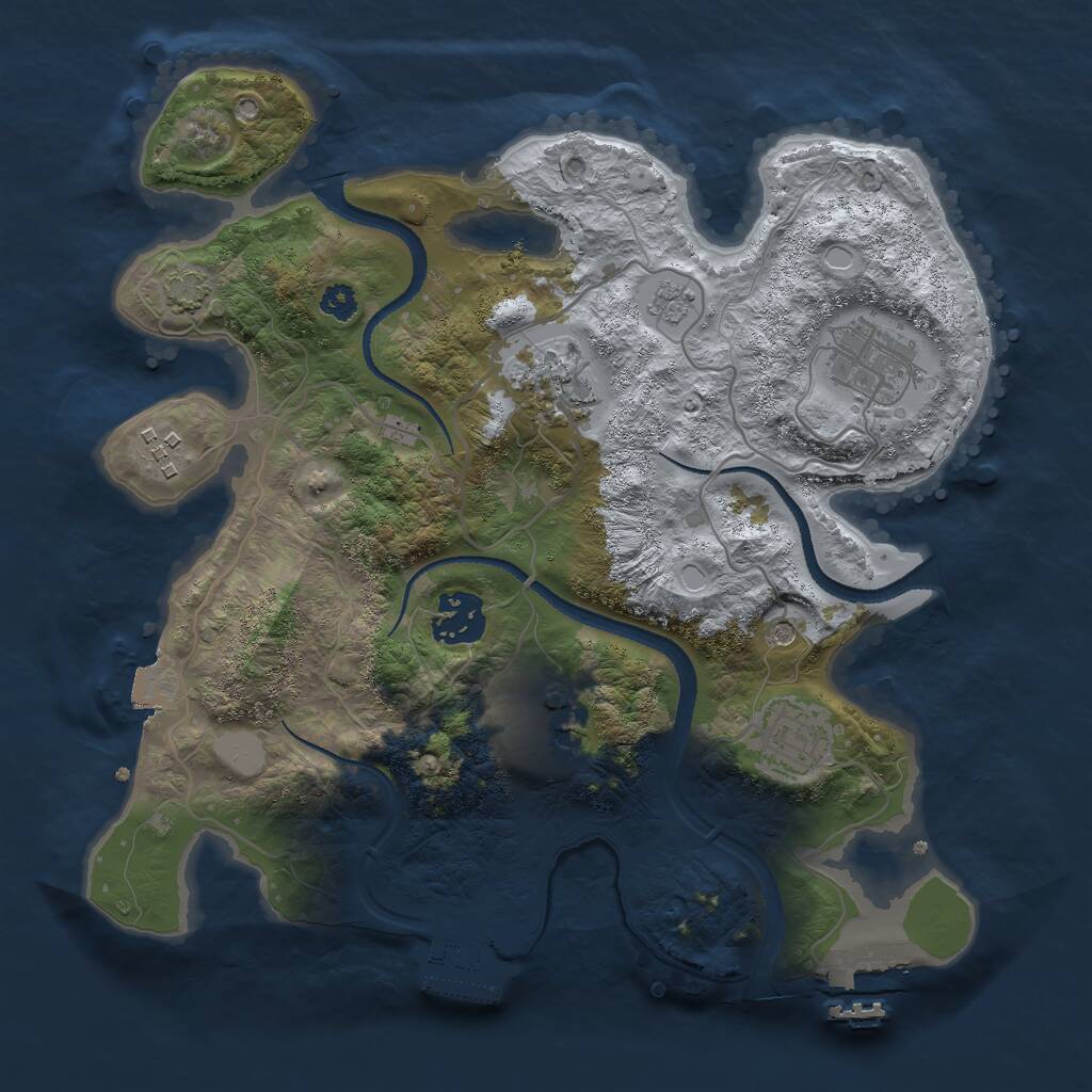 Rust Map: Procedural Map, Size: 3000, Seed: 1423985, 12 Monuments