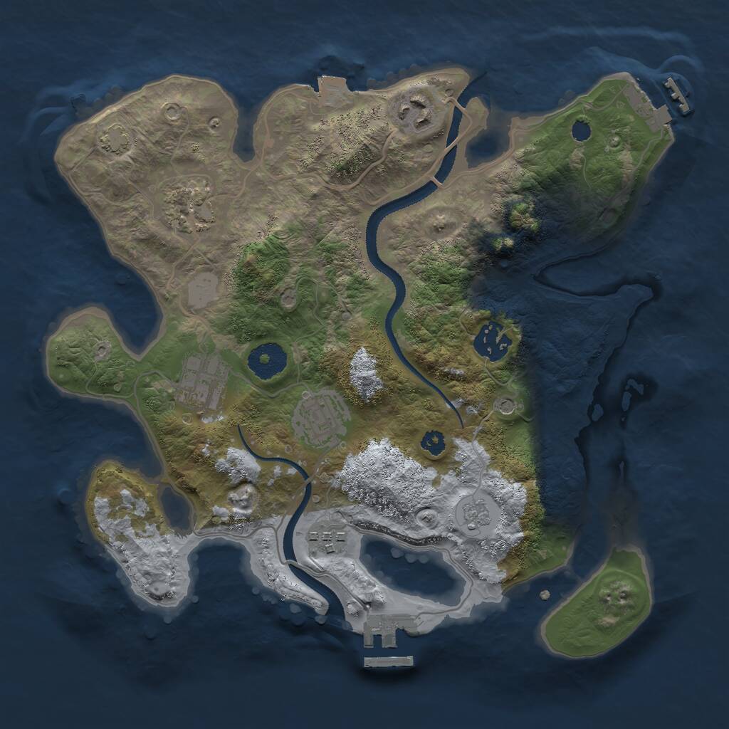 Rust Map: Procedural Map, Size: 3000, Seed: 1040864625, 12 Monuments