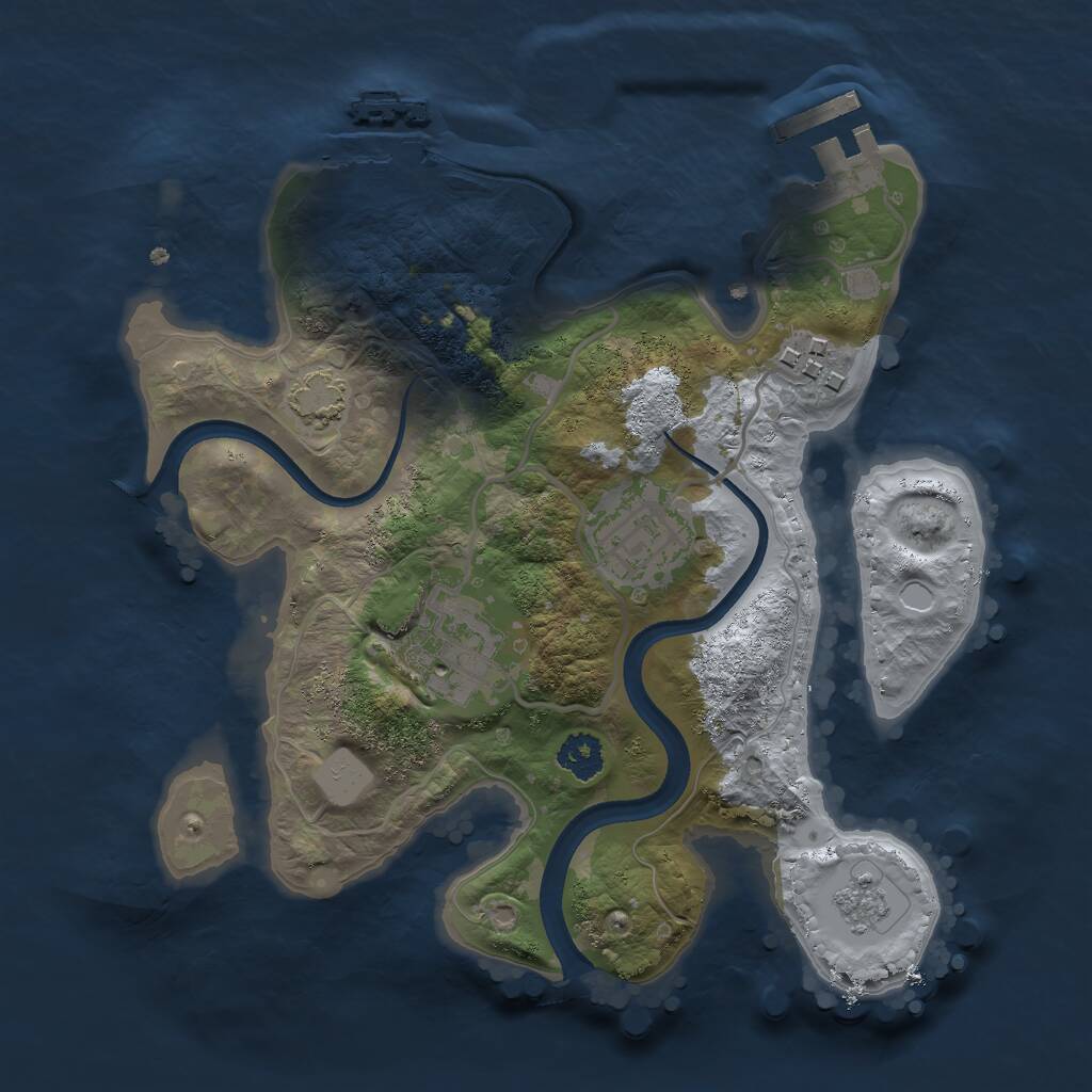 Rust Map: Procedural Map, Size: 2400, Seed: 1639504902, 8 Monuments