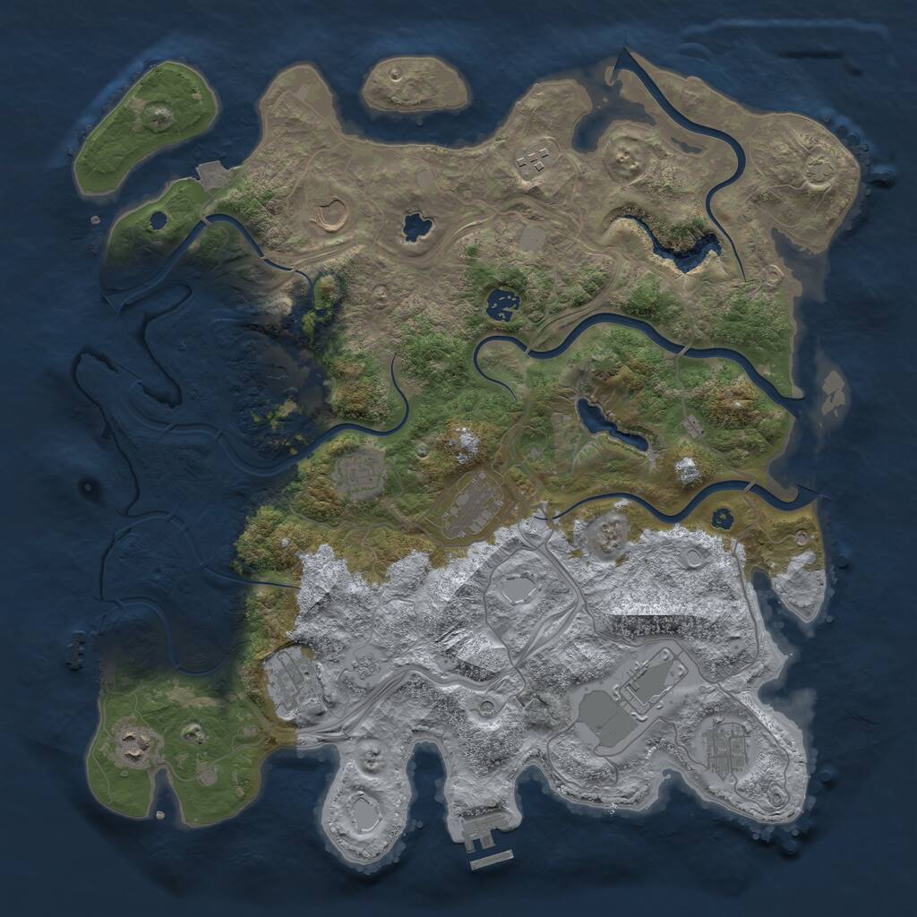Rust Map: Procedural Map, Size: 4250, Seed: 781956590, 16 Monuments
