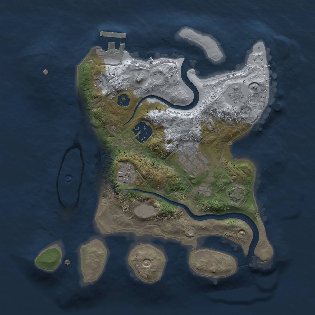 Rust Map: Procedural Map, Size: 2500, Seed: 553669931, 8 Monuments