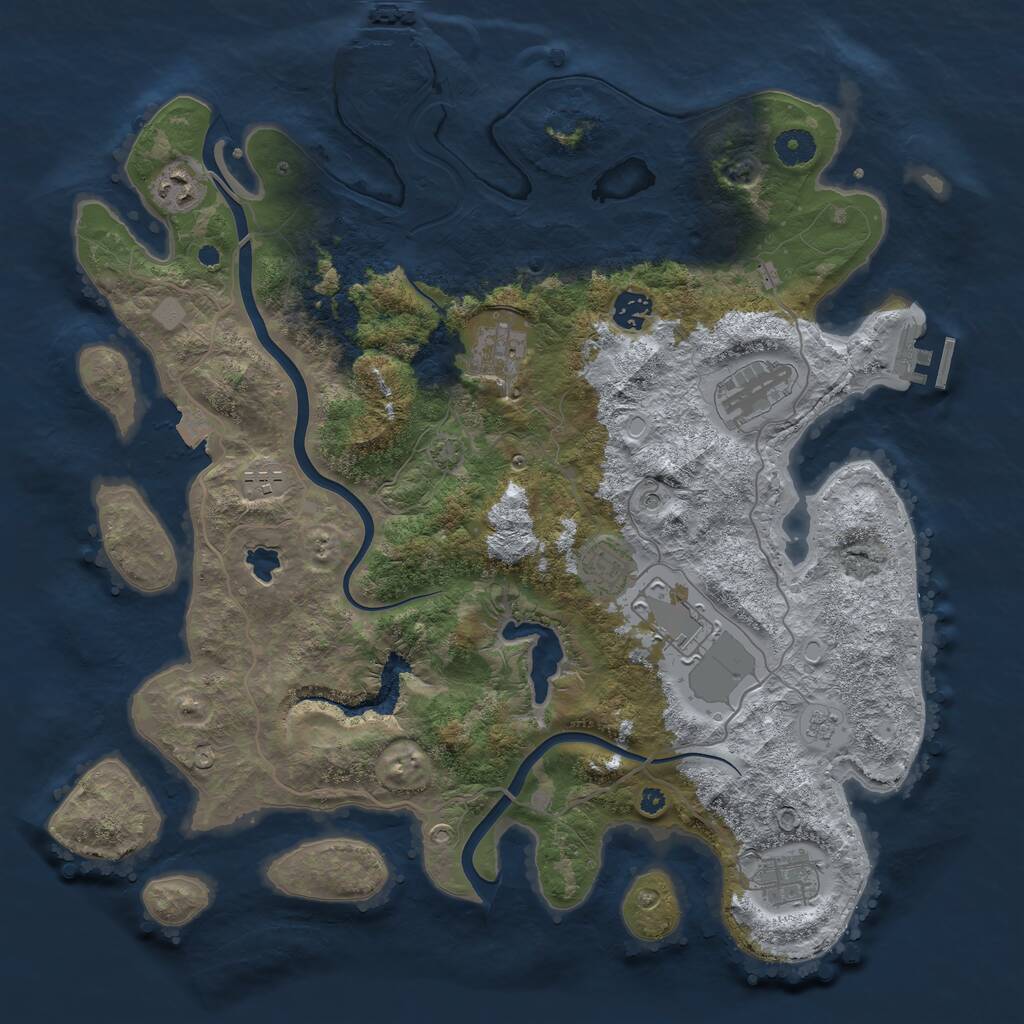 Rust Map: Procedural Map, Size: 4000, Seed: 710000, 14 Monuments
